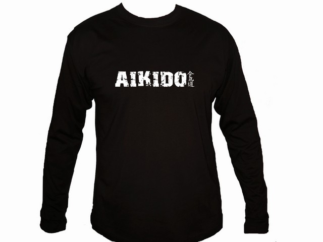 Aikido japanese martial arts cheap mens sleeved t-shirt